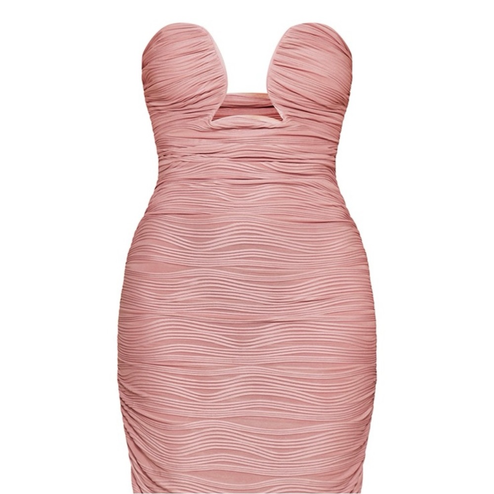 blush ruched midaxi dress